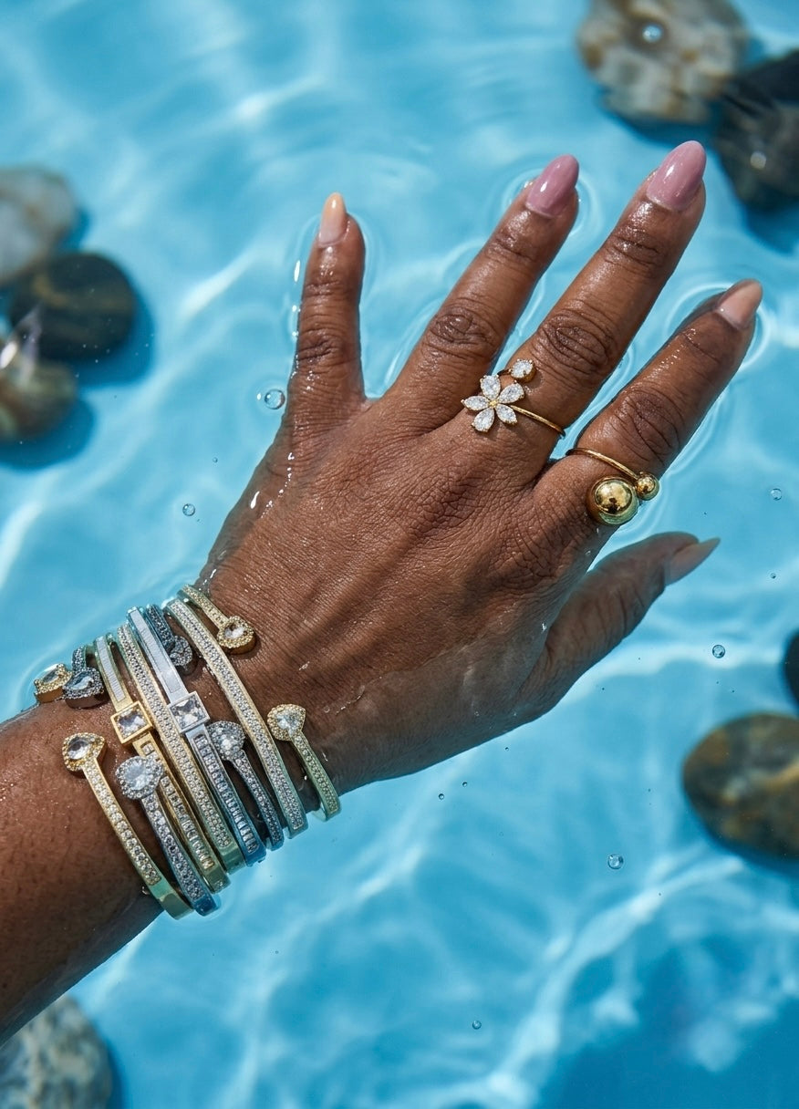 Gold Bangle Set for Women – 3-Piece Waterproof 18K Gold Stacking Bracelet Stack Gift Set
