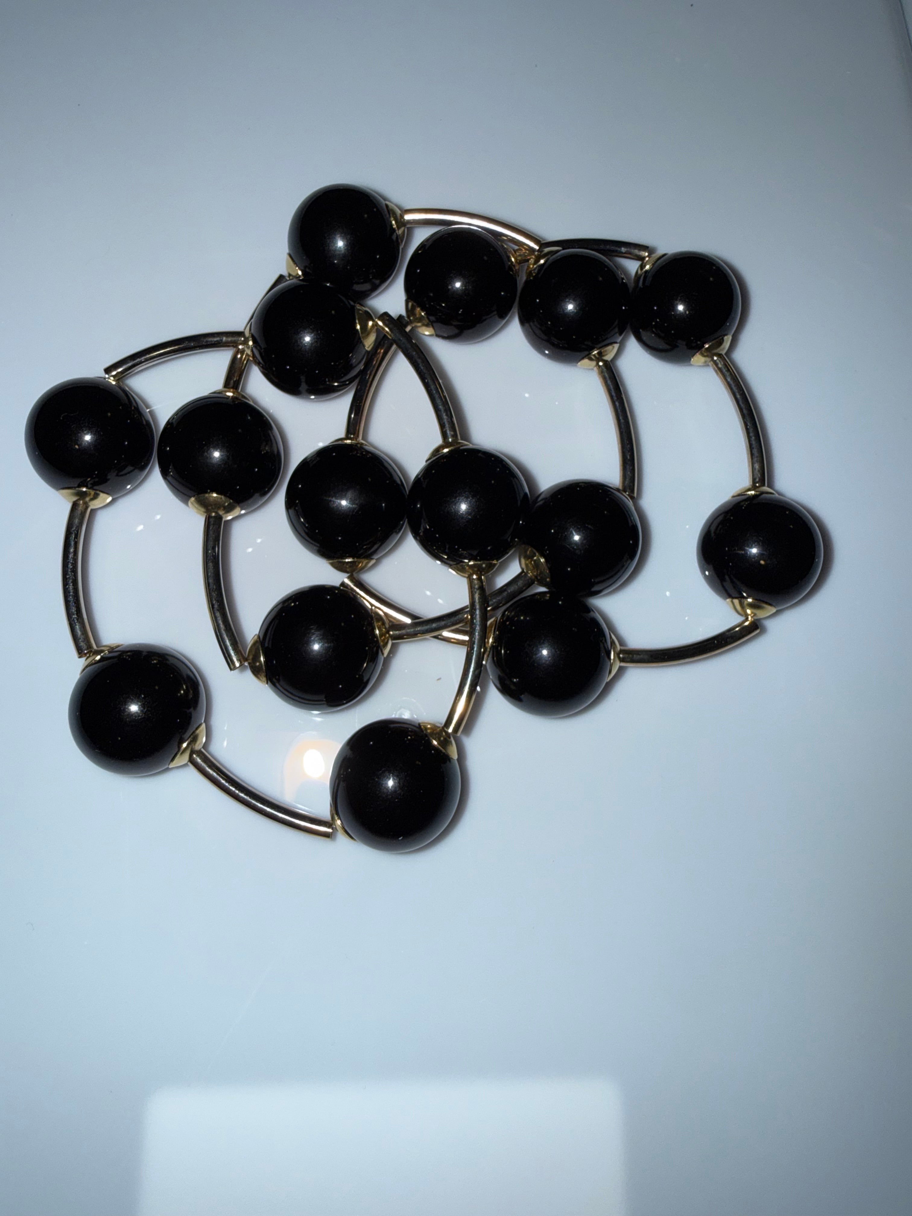 Chunky Gold Ball Bracelet Set – 18K Gold Plated Stretch Bangle Stack Set of 3 for Women