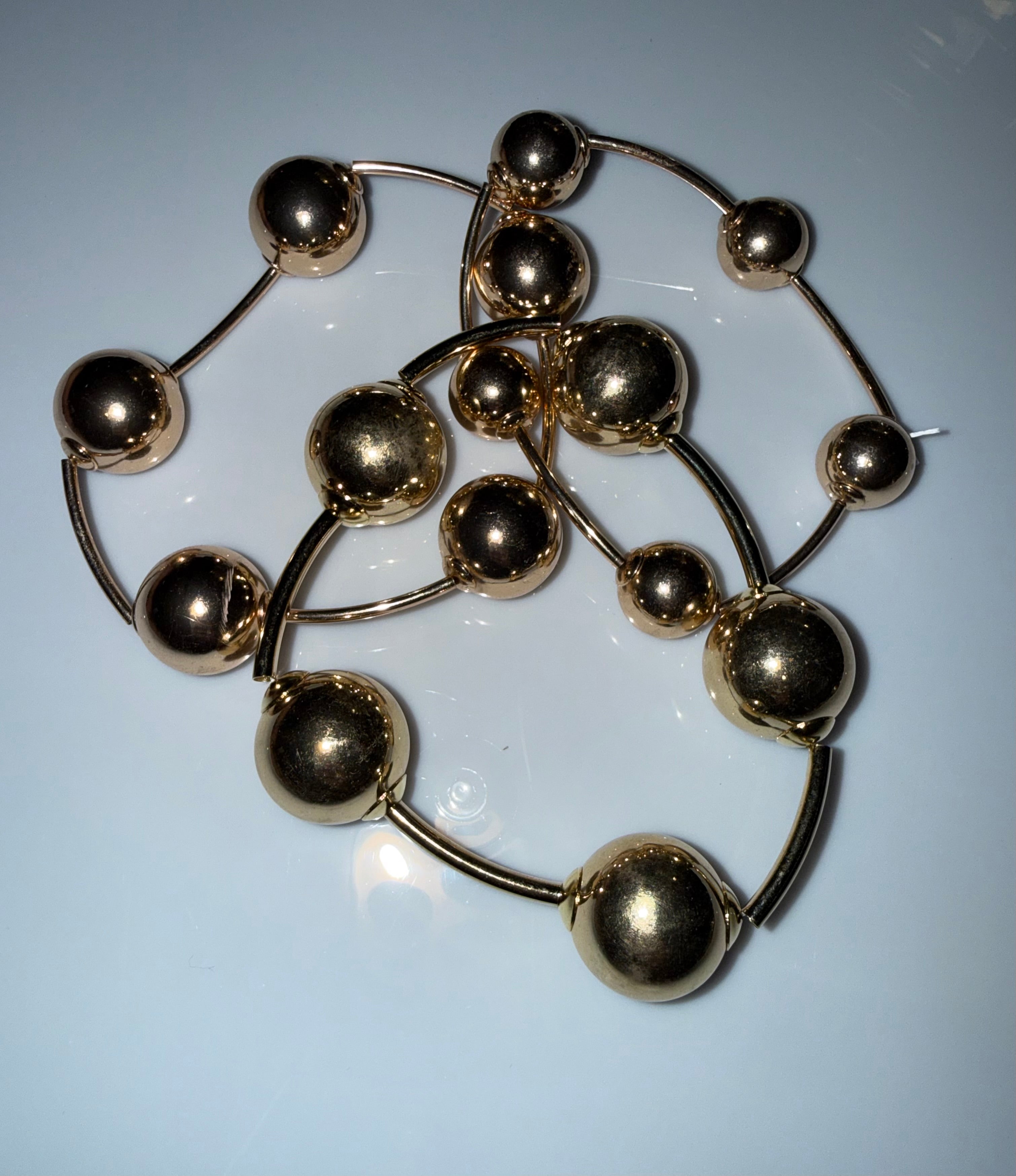 Chunky Gold Ball Bracelet Set – 18K Gold Plated Stretch Bangle Stack Set of 3 for Women