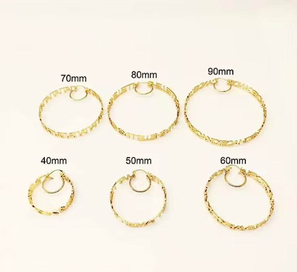 Custom Name Hoop Earrings – Waterproof 18K Gold & Silver Personalized Nameplate Hoops