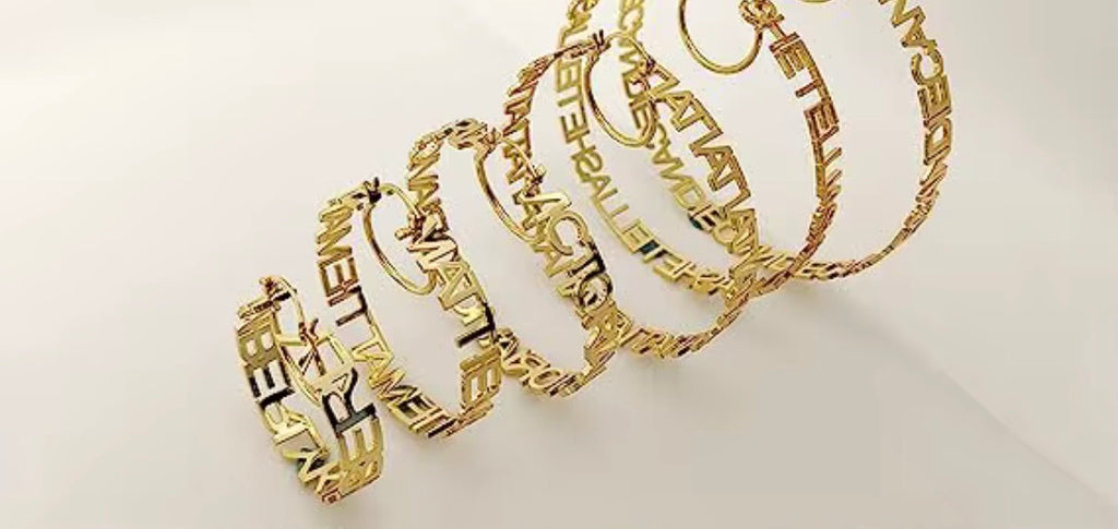 Custom Name Hoop Earrings – Waterproof 18K Gold & Silver Personalized Nameplate Hoops