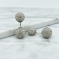 Crystal Ball Drop Earrings – Gold Pavé Crystal Sphere Statement Earrings for Women